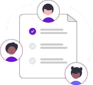 Illustration of people around a to-do list.